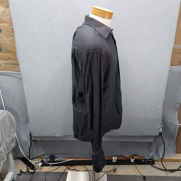 Zanetti Men's Button Down Gray Ribbed Dress Shirt 100% Cotton 17 Made in Italy - Picture 4 of 8